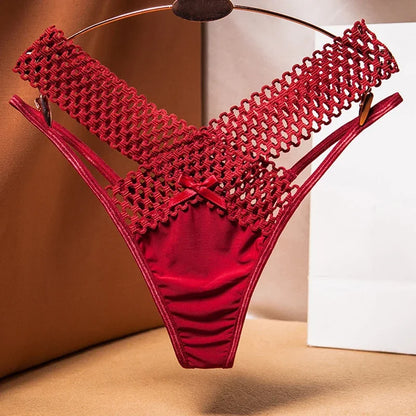 Culotte sexy pour femme, taille basse, ajourée, croisée, lingerie sexy, sous-vêtements confortables, string en soie glacée, tendance