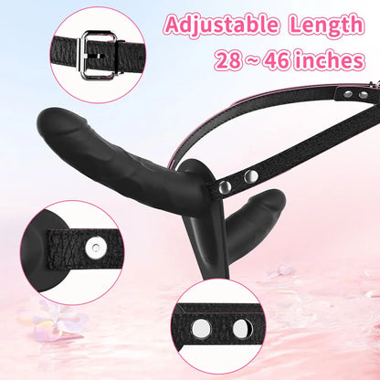 Vibromasseur à double tête pour pénis artificiel, ceinture vibrante et portable, pour lesbiennes, jouets sexuels vibrants, gode ceinture pour filles
