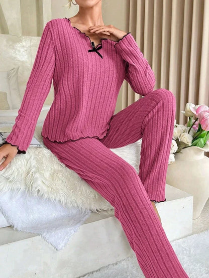 Pyjama côtelé pour femme – Vêtements de détente automne-hiver