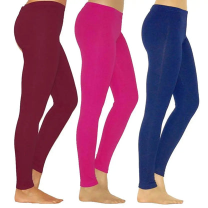 Leggings taille haute en soie de lait pour femme – Pantalon extensible de couleur unie