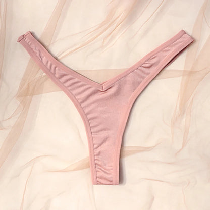 String de sport sexy taille V pour femme, couleur unie, respirant, confortable, entrejambe, taille basse, doux, sous-vêtement bikini