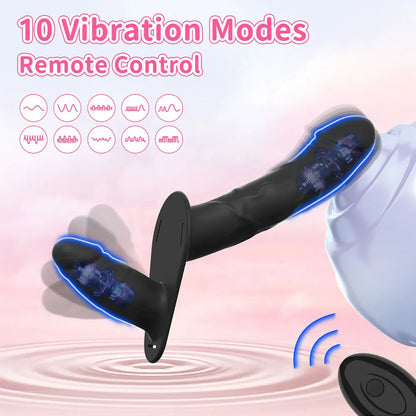 Vibromasseur à double tête pour pénis artificiel, ceinture vibrante et portable, pour lesbiennes, jouets sexuels vibrants, gode ceinture pour filles