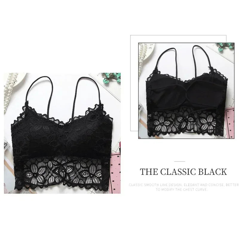 Soutien-gorge push-up sans bretelles en dentelle tournesol pour femme – Bralette push-up sans coutures