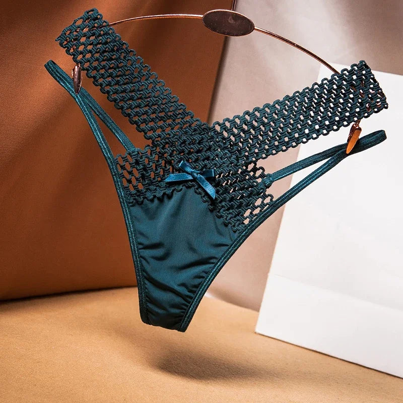 Culotte sexy pour femme, taille basse, ajourée, croisée, lingerie sexy, sous-vêtements confortables, string en soie glacée, tendance