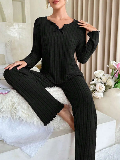 Pyjama côtelé pour femme – Vêtements de détente automne-hiver
