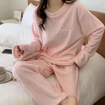Ensemble pyjama en velours polaire pour femme – Pull et pantalon