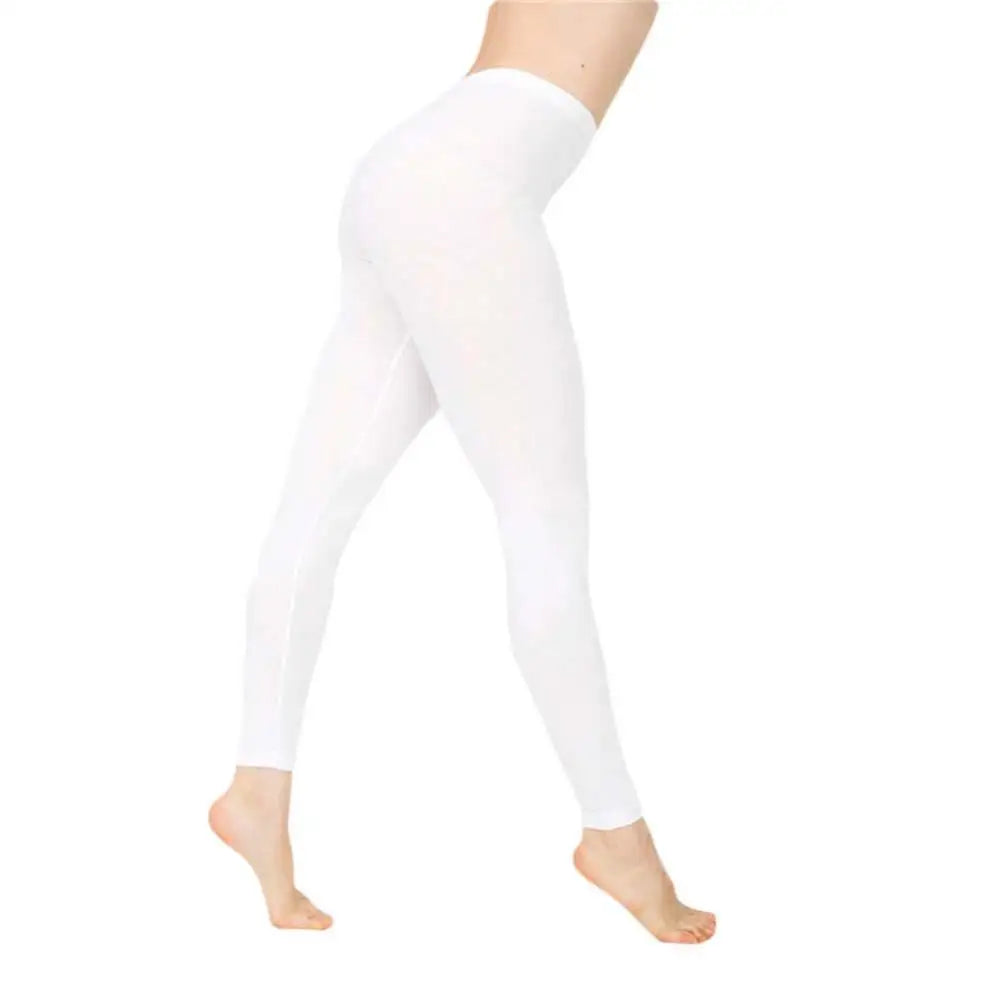 Leggings taille haute en soie de lait pour femme – Pantalon extensible de couleur unie