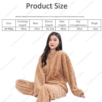 Ensemble pyjama en velours polaire pour femme – Pull et pantalon