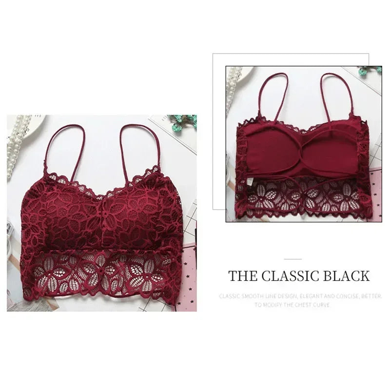 Soutien-gorge push-up sans bretelles en dentelle tournesol pour femme – Bralette push-up sans coutures