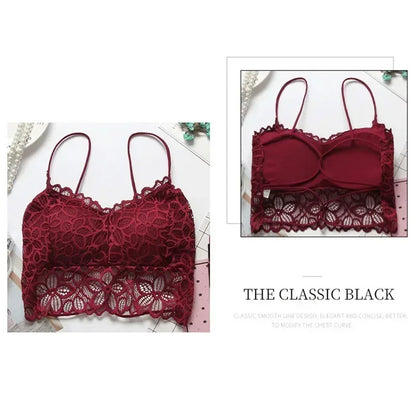 Soutien-gorge push-up sans bretelles en dentelle tournesol pour femme – Bralette push-up sans coutures