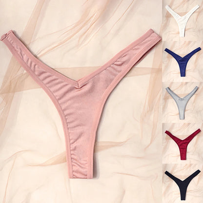String de sport sexy taille V pour femme, couleur unie, respirant, confortable, entrejambe, taille basse, doux, sous-vêtement bikini