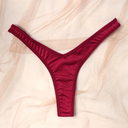 String de sport sexy taille V pour femme, couleur unie, respirant, confortable, entrejambe, taille basse, doux, sous-vêtement bikini