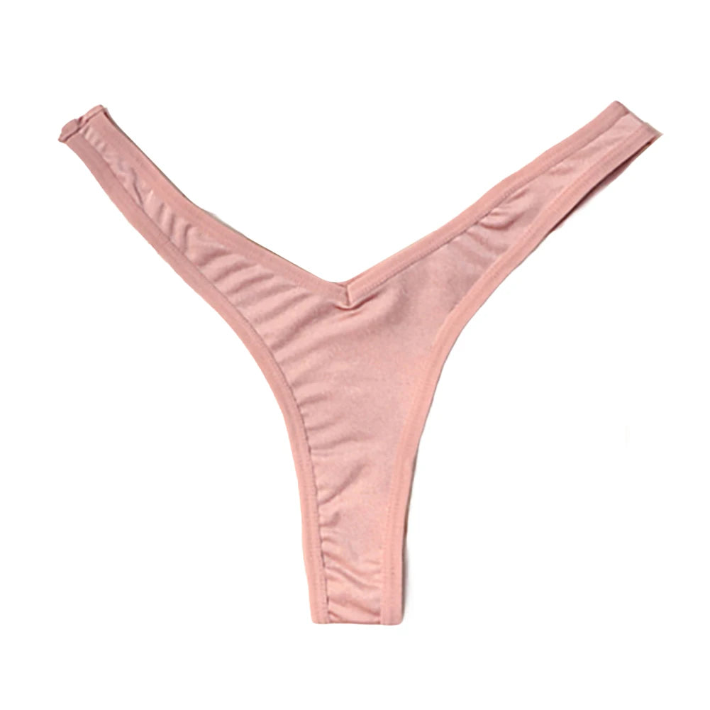 String de sport sexy taille V pour femme, couleur unie, respirant, confortable, entrejambe, taille basse, doux, sous-vêtement bikini