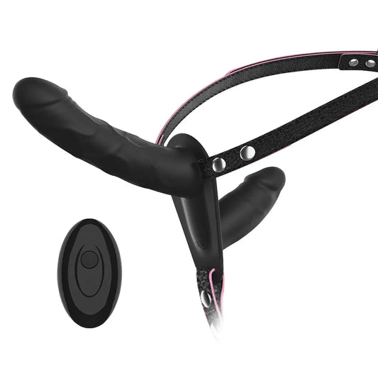 Vibromasseur à double tête pour pénis artificiel, ceinture vibrante et portable, pour lesbiennes, jouets sexuels vibrants, gode ceinture pour filles