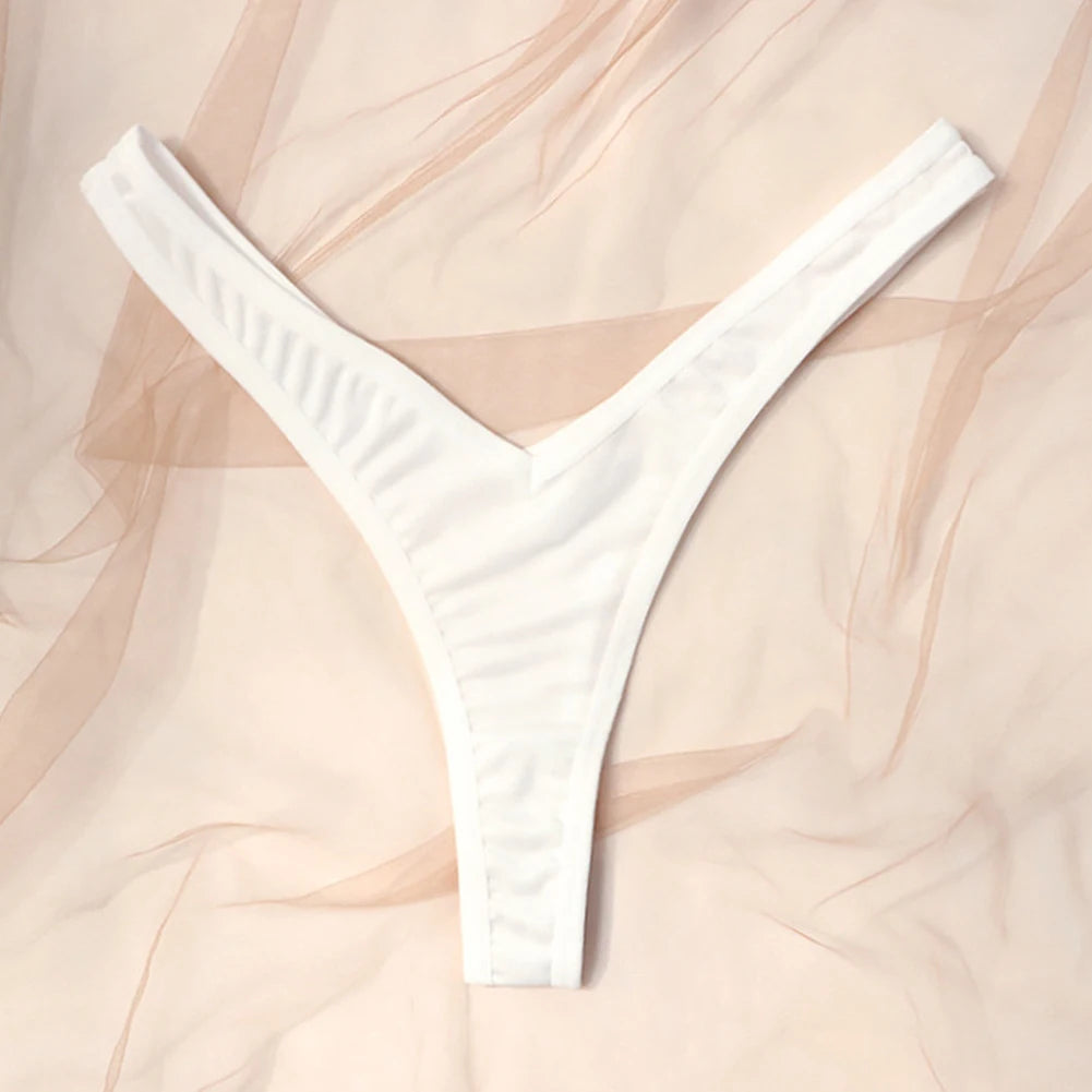 String de sport sexy taille V pour femme, couleur unie, respirant, confortable, entrejambe, taille basse, doux, sous-vêtement bikini