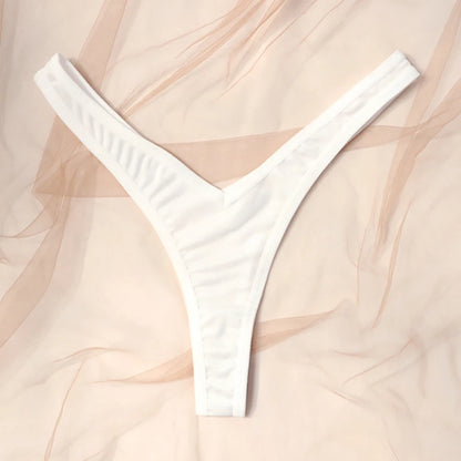 String de sport sexy taille V pour femme, couleur unie, respirant, confortable, entrejambe, taille basse, doux, sous-vêtement bikini