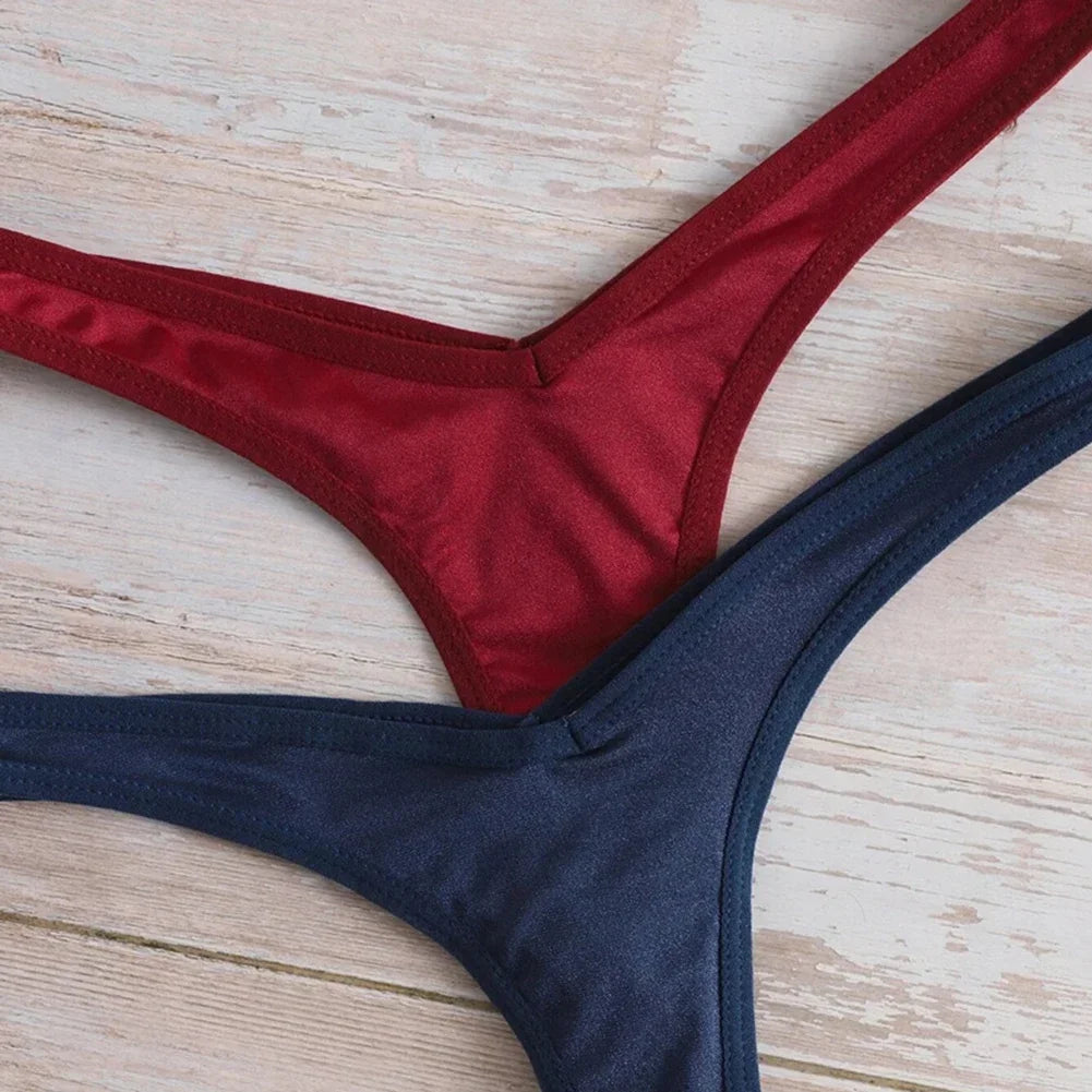 String de sport sexy taille V pour femme, couleur unie, respirant, confortable, entrejambe, taille basse, doux, sous-vêtement bikini