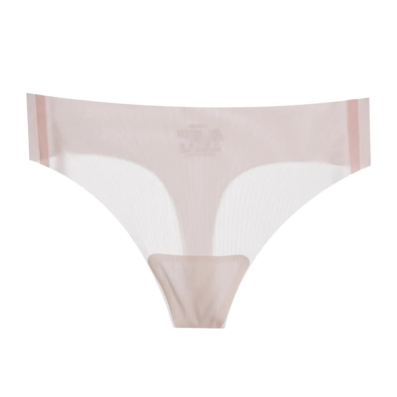 Lot de 3 strings transparents ultra-fins pour femme, sous-vêtements sexy sans couture, taille basse, couleur unie, séchage rapide
