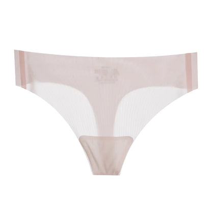 Lot de 3 strings transparents ultra-fins pour femme, sous-vêtements sexy sans couture, taille basse, couleur unie, séchage rapide