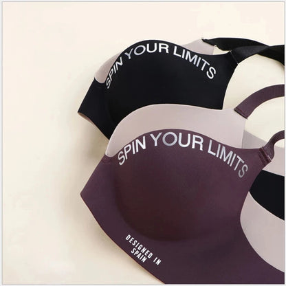 Brassière décolletée en V sans coutures pour femme – Imprimé lettres