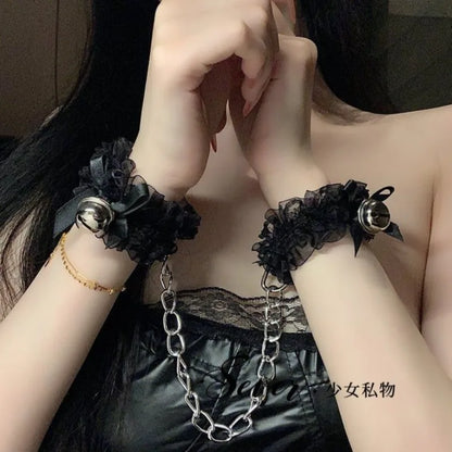 Femmes Sexy Costumes Accessoires Femme de Chambre Cosplay Dentelle Cloche Bracelet Anneau de Pied Couple Pieds Manchette Chaîne de Pied Menottes Pieds Chaînes
