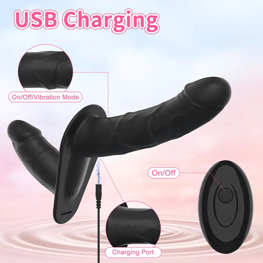 Vibromasseur à double tête pour pénis artificiel, ceinture vibrante et portable, pour lesbiennes, jouets sexuels vibrants, gode ceinture pour filles