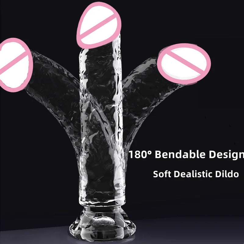 Gode réaliste en silicone – Jouet doux et réaliste avec base à ventouse