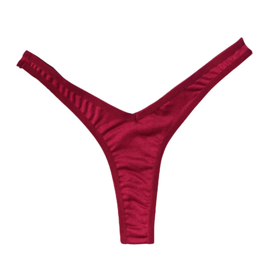 String de sport sexy taille V pour femme, couleur unie, respirant, confortable, entrejambe, taille basse, doux, sous-vêtement bikini