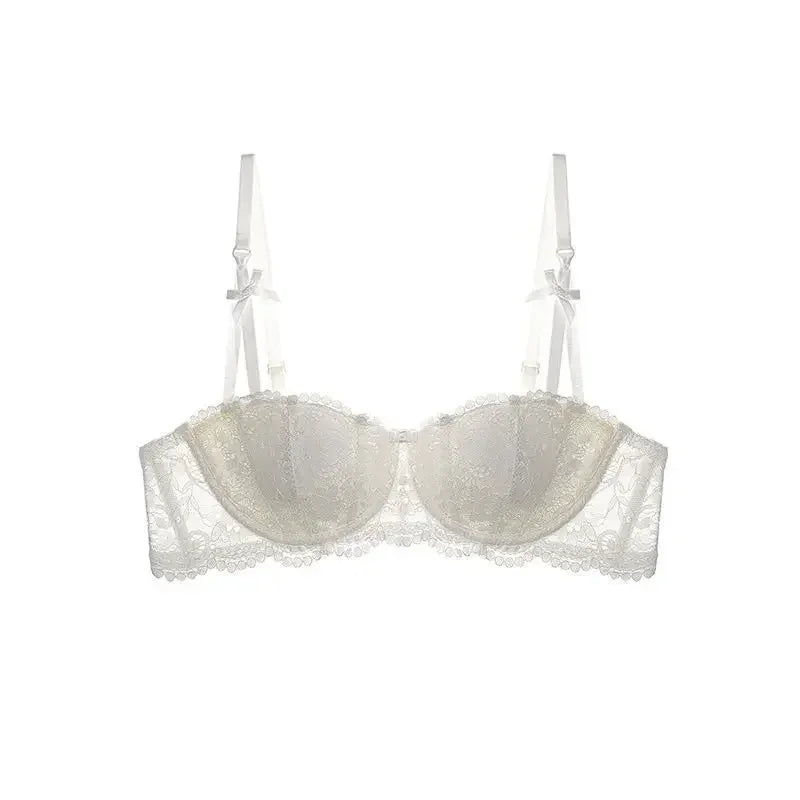 Soutien-gorge demi-bonnet en dentelle française pour femme – Bralette push-up décolletée en V