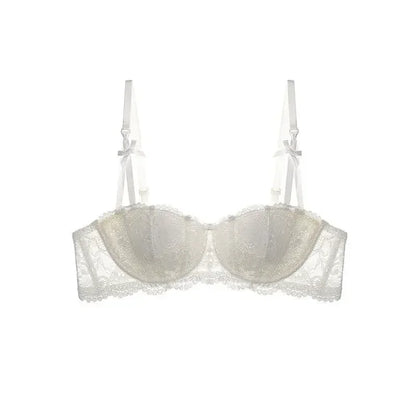 Soutien-gorge demi-bonnet en dentelle française pour femme – Bralette push-up décolletée en V