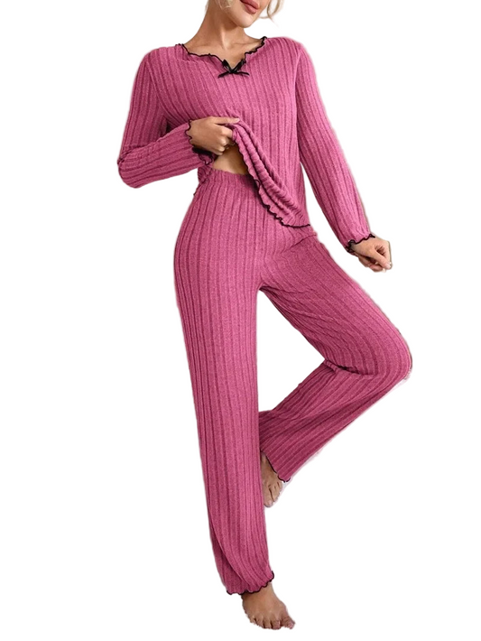 Pyjama côtelé pour femme – Vêtements de détente automne-hiver