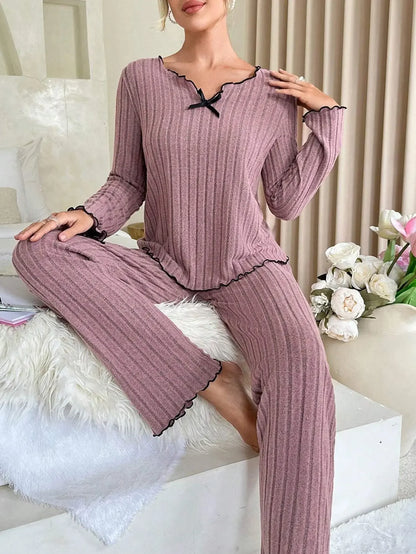 Pyjama côtelé pour femme – Vêtements de détente automne-hiver