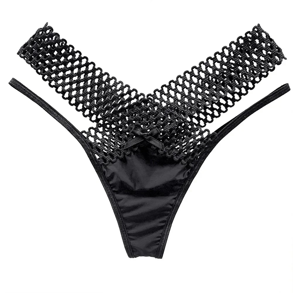 Culotte sexy pour femme, taille basse, ajourée, croisée, lingerie sexy, sous-vêtements confortables, string en soie glacée, tendance