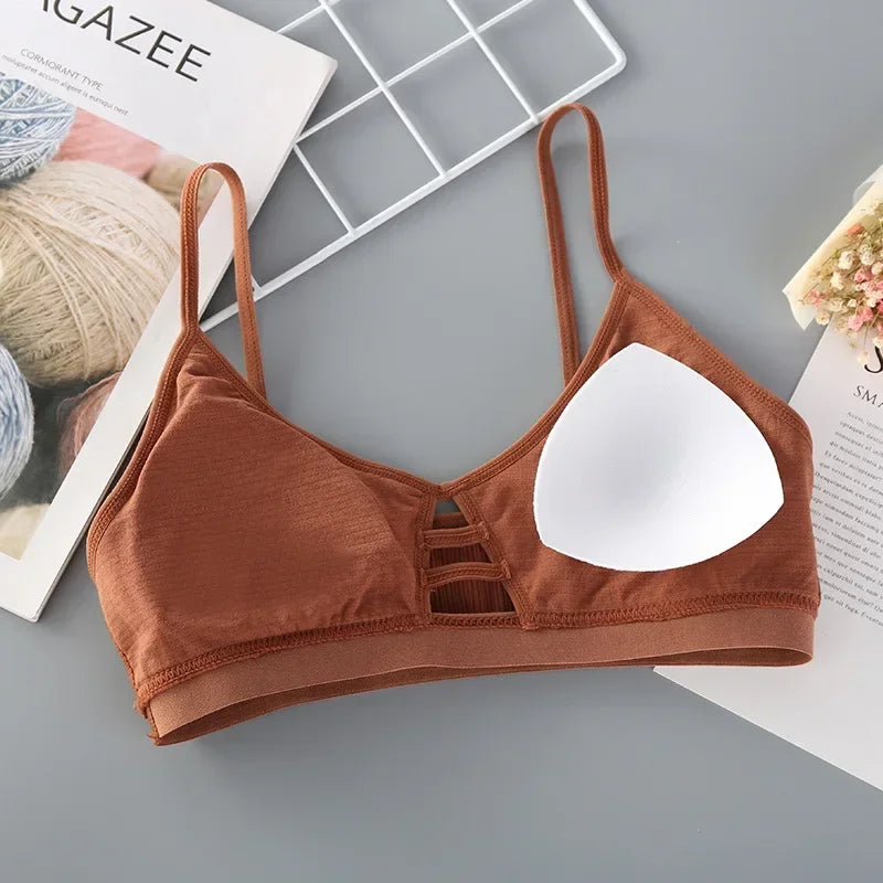 Soutien-gorge sans armatures à fines bretelles pour femme
