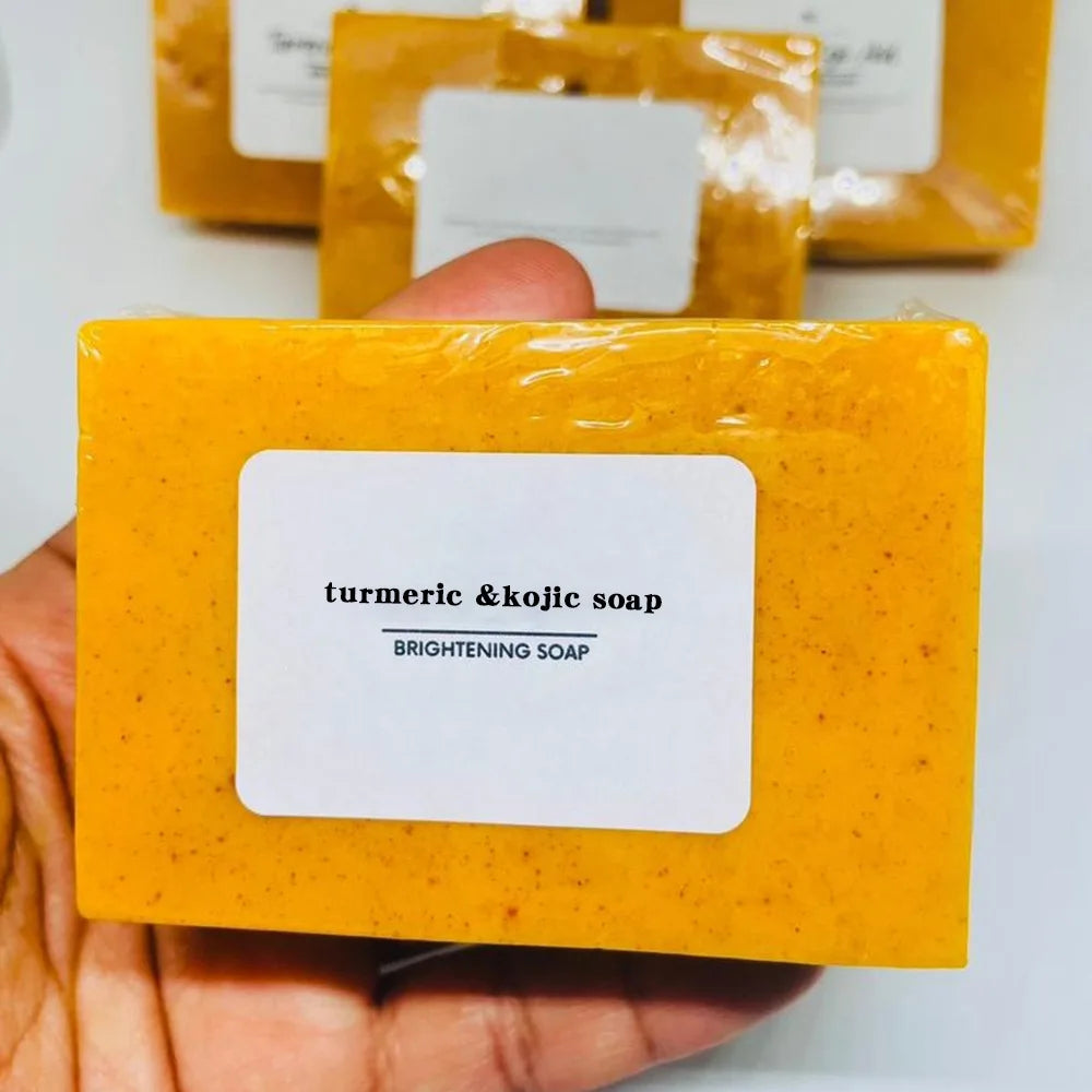 Savon artisanal au curcuma 100 g, savon au citron et à l'acide kojique, savon pour la douche et le visage