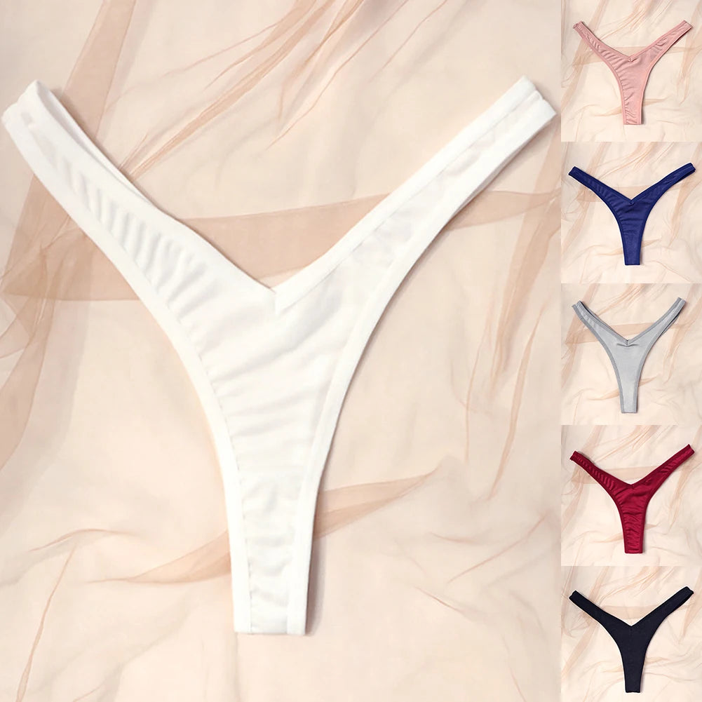 String de sport sexy taille V pour femme, couleur unie, respirant, confortable, entrejambe, taille basse, doux, sous-vêtement bikini