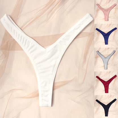 String de sport sexy taille V pour femme, couleur unie, respirant, confortable, entrejambe, taille basse, doux, sous-vêtement bikini