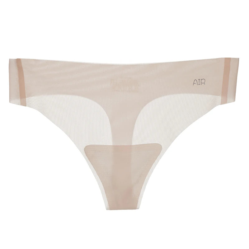 Lot de 3 strings transparents ultra-fins pour femme, sous-vêtements sexy sans couture, taille basse, couleur unie, séchage rapide