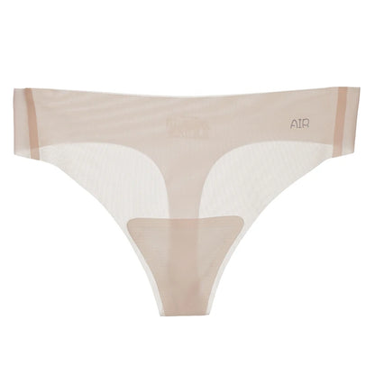 Lot de 3 strings transparents ultra-fins pour femme, sous-vêtements sexy sans couture, taille basse, couleur unie, séchage rapide
