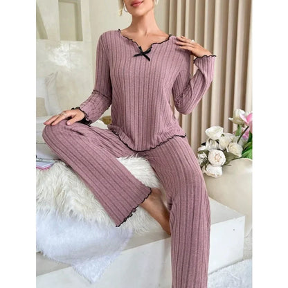 Pyjama côtelé pour femme – Vêtements de détente automne-hiver