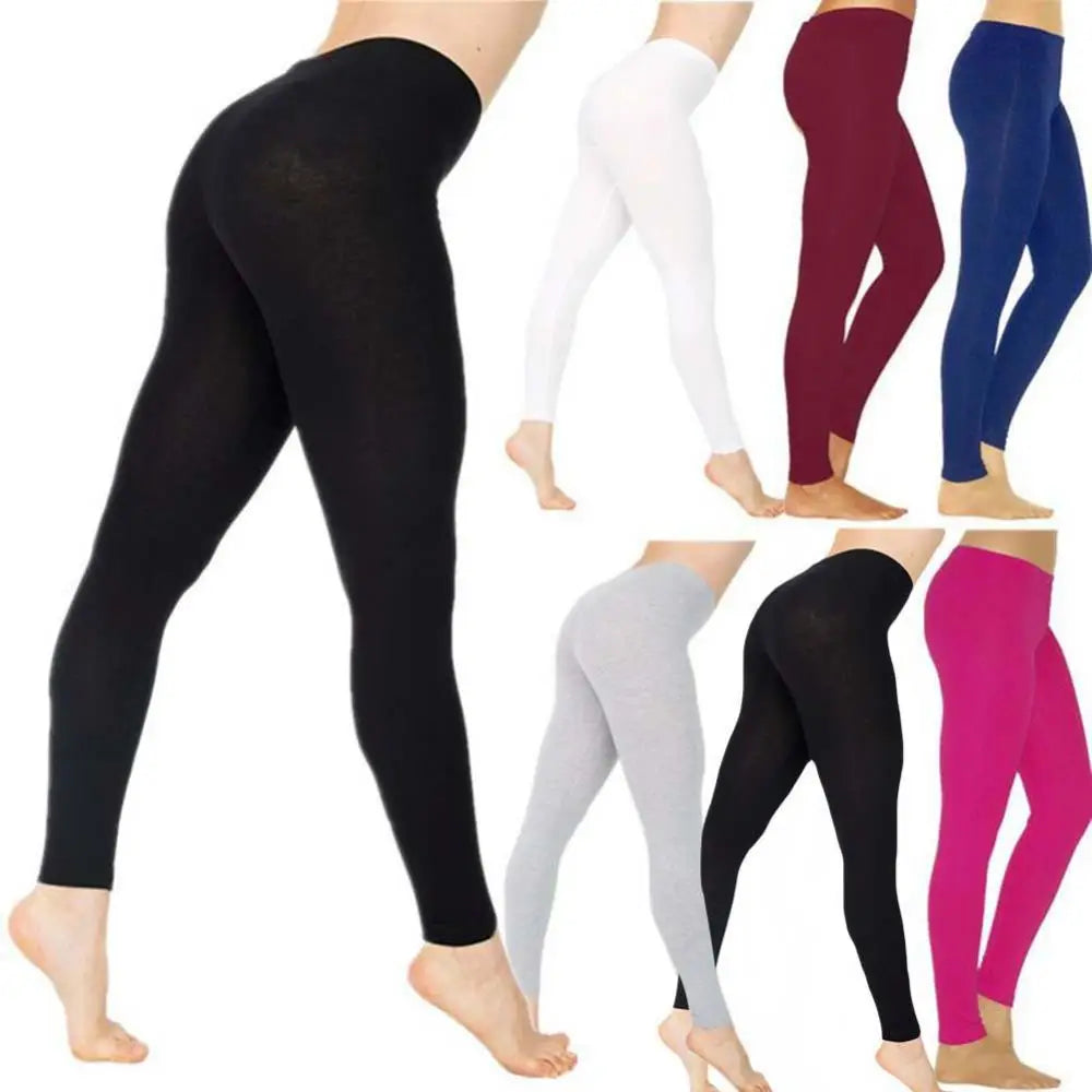 Leggings taille haute en soie de lait pour femme – Pantalon extensible de couleur unie