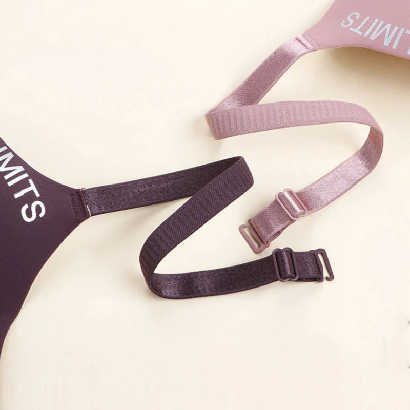 Brassière décolletée en V sans coutures pour femme – Imprimé lettres