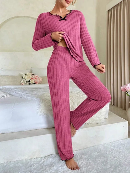 Pyjama côtelé pour femme – Vêtements de détente automne-hiver