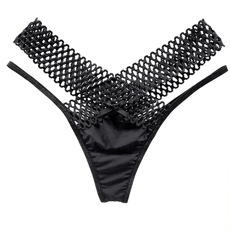 Culotte sexy pour femme, taille basse, ajourée, croisée, lingerie sexy, sous-vêtements confortables, string en soie glacée, tendance
