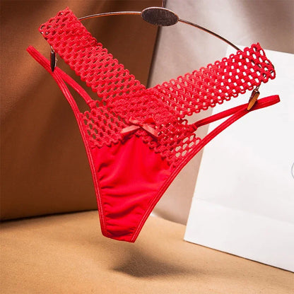 Culotte sexy pour femme, taille basse, ajourée, croisée, lingerie sexy, sous-vêtements confortables, string en soie glacée, tendance