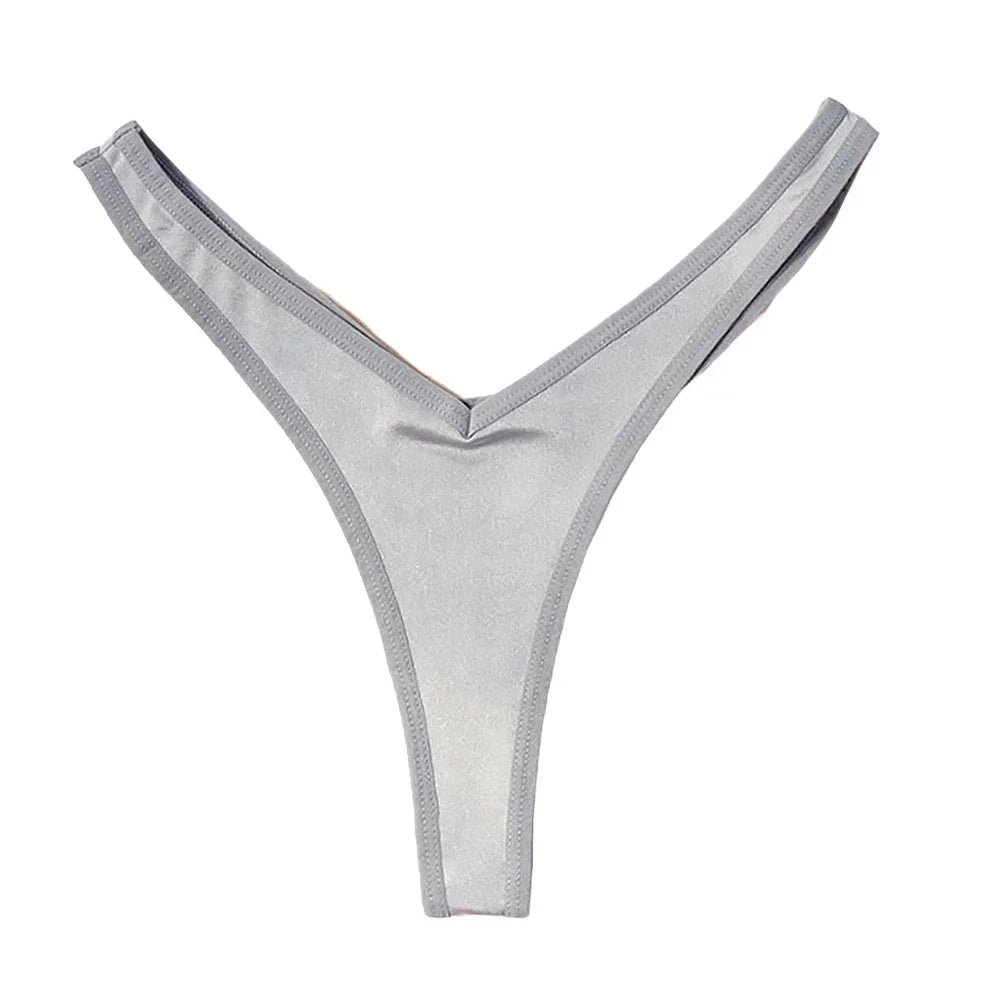 String de sport sexy taille V pour femme, couleur unie, respirant, confortable, entrejambe, taille basse, doux, sous-vêtement bikini