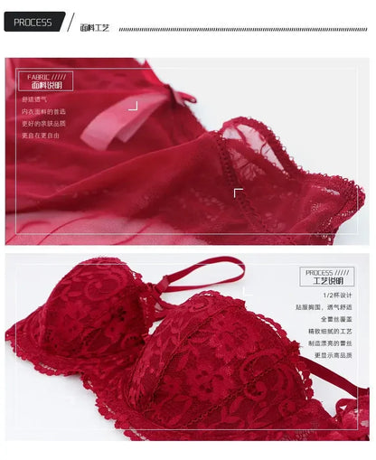 Soutien-gorge demi-bonnet en dentelle française pour femme – Bralette push-up décolletée en V
