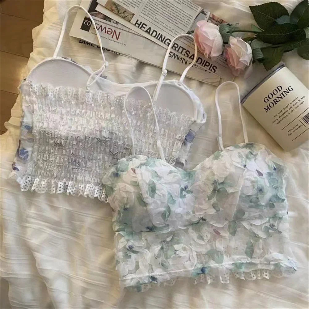Soutien-gorge push-up sans bretelles en dentelle tournesol pour femme – Bralette push-up sans coutures