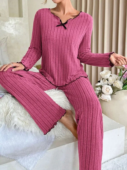 Pyjama côtelé pour femme – Vêtements de détente automne-hiver