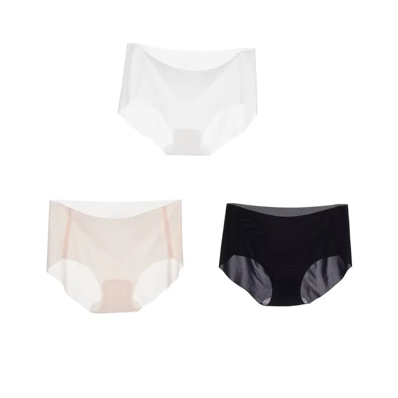 Lot de 3 strings transparents ultra-fins pour femme, sous-vêtements sexy sans couture, taille basse, couleur unie, séchage rapide